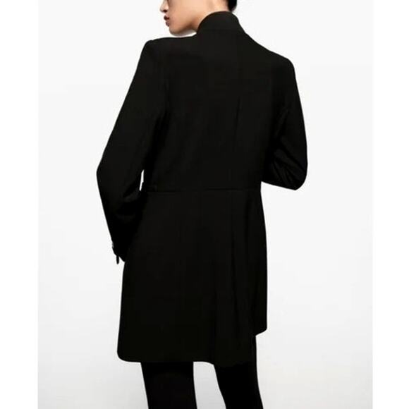 Zara Black Inverted Lapel Long Blazer Size XXL - Picture 13 of 14